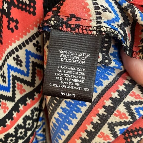 Signature I Studio Multi-Color Aztec embroidered Striped 3/4 Sleeve Shirt M - Picture 4 of 6